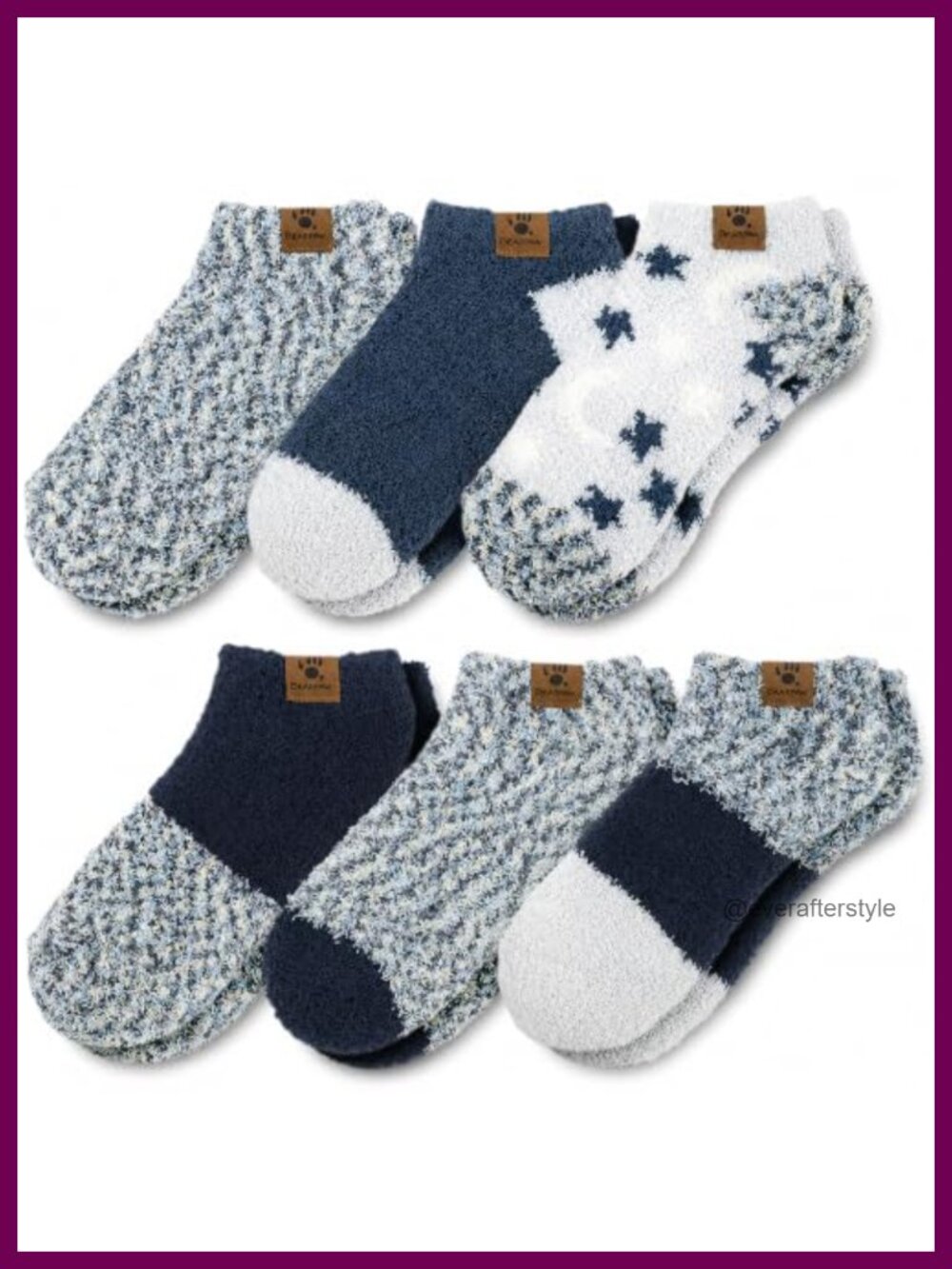 Cozy Fuzzy Low Cut Ankle Lounge Socks 6 Pair Polyester Blend